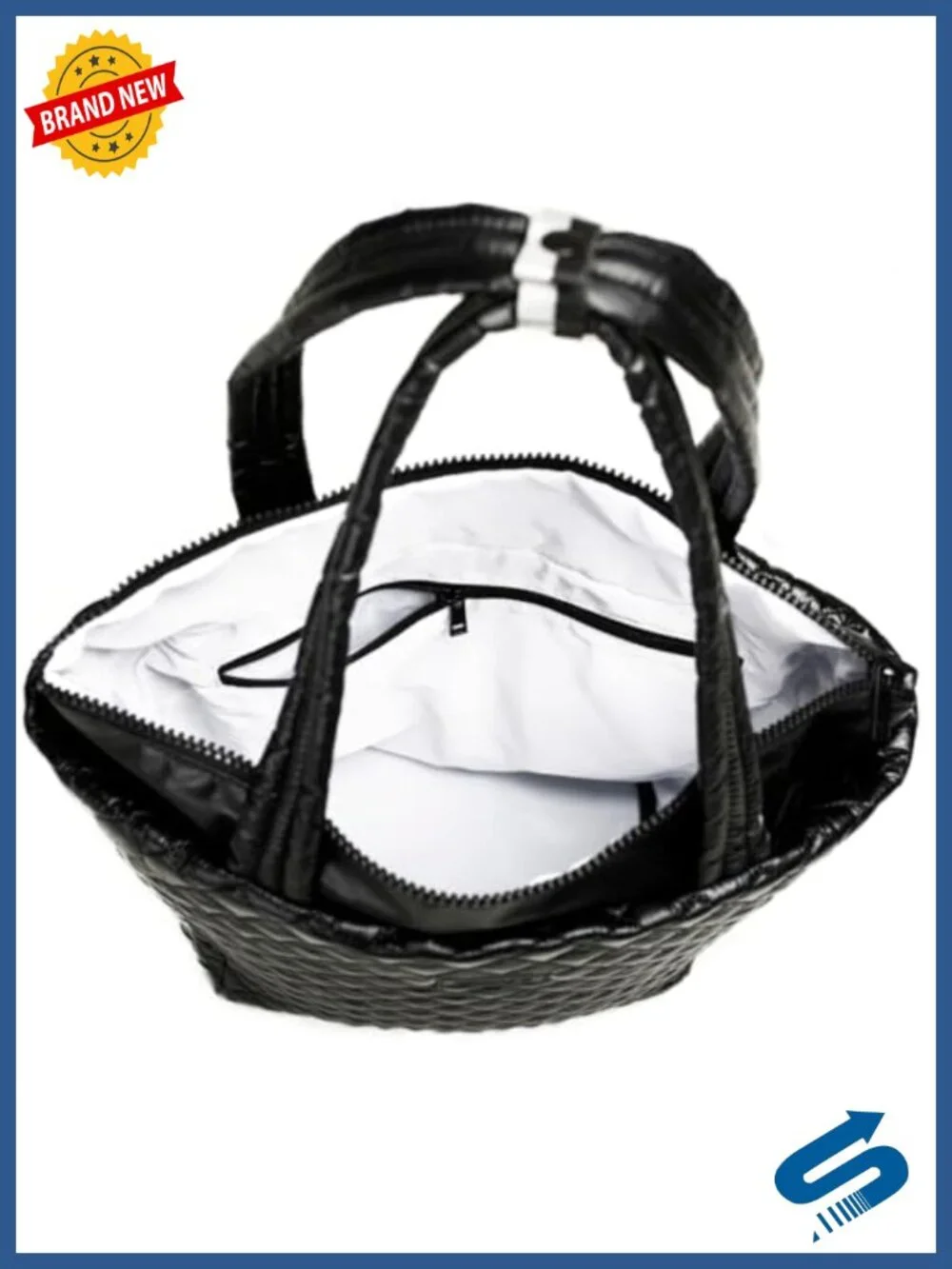 Quilted Tote Bag with Padded Strap, Luggage Sleeve, Hidden Phone Pocket, 18L